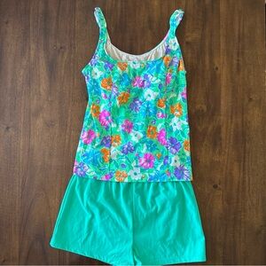 Orvis Womens 2 pc tankini and swim shorts bathing suit swim set 10 Shelf Bra